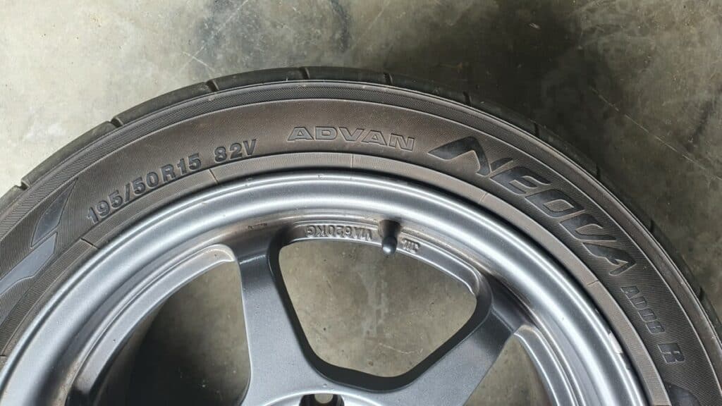 Yokohama advan ad08 tire on buddy club p1 alloy wheel